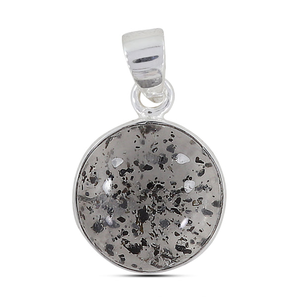 Black Dot Quartz Silver Pendants