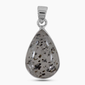 Black Dot Quartz Silver Pendant