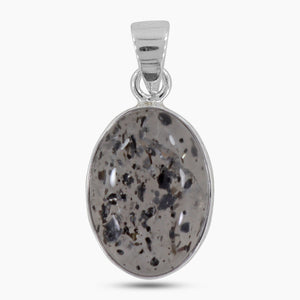 Black Dot Quartz Silver Pendant