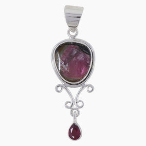 Watermelon Tourmaline Silver Pendant