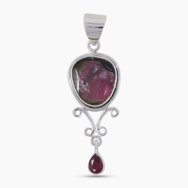 Watermelon Tourmaline Silver Pendant