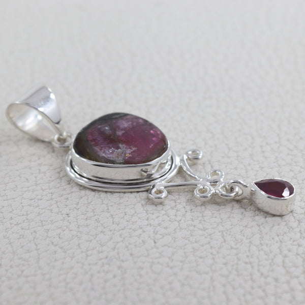 Watermelon Tourmaline Silver Pendant