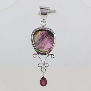 Watermelon Tourmaline Silver Pendant