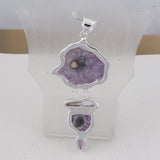 Natural Amethyst Slice & Pearl Pendant