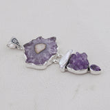 Natural Amethyst Slice & Pearl Pendant