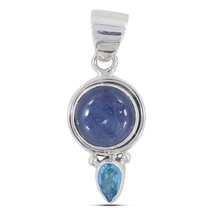 Kyanite & Blue Topaz Silver Pendant