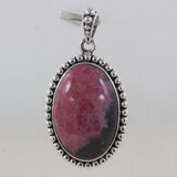 Rhodonite Gemstone Silver Pendant