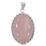 Rose Quartz Gemstone  Silver Pendant