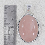 Rose Quartz Gemstone  Silver Pendant