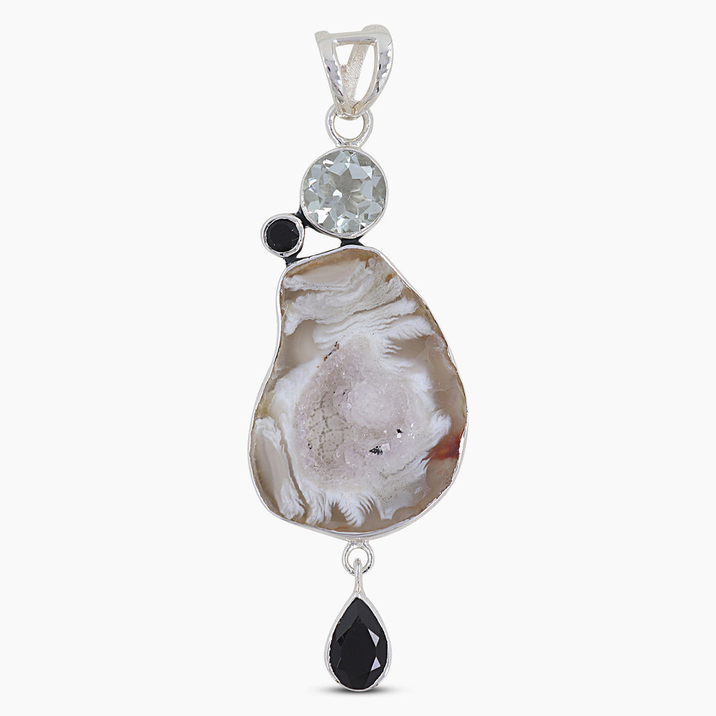 925 Sterling Silver Oco geode Pendants
