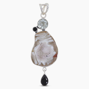 925 Sterling Silver Oco geode Pendants