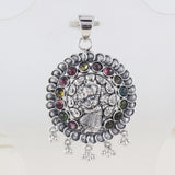 Indian Bridal Tribe Tourmaline Silver Pendant