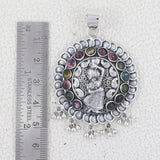 Indian Bridal Tribe Tourmaline Silver Pendant