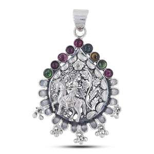Indian Bridal Tribe Tourmaline Silver Pendants