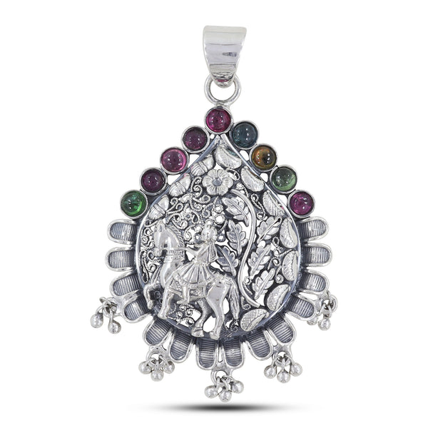 Indian Bridal Tribe Tourmaline Silver Pendants