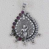 Natural Tourmaline With Multi Gemstone 925 Sterling Silver Pendant