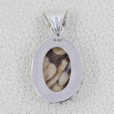 Natural Peanut Wood Jasper Gemstone Silver Pendant