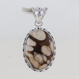 Natural Peanut Wood Jasper Gemstone Silver Pendant