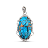 Blue Copper Turquoise Silver Pendant