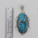 Blue Copper Turquoise Silver Pendant