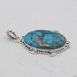 Blue Copper Turquoise Silver Pendant