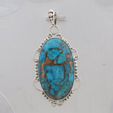 Blue Copper Turquoise Silver Pendant