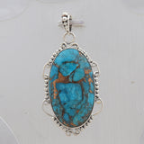 Blue Copper Turquoise Silver Pendant