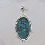 Blue Copper Turquoise Silver Pendant