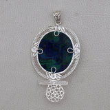 Azurite Malachite Silver Pendant