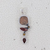 Coin Round Gemstone Silver Pendant