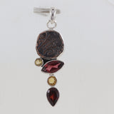 Coin Round Gemstone Silver Pendant