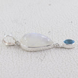 Rainbow Moonstone Silver Pendant