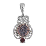 925 Sterling Silver Coin Garnet Pendant