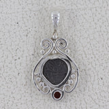 925 Sterling Silver Coin Garnet Pendant