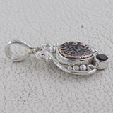 925 Sterling Silver Coin Garnet Pendant