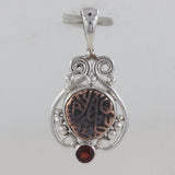 925 Sterling Silver Coin Garnet Pendant