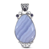 925 Silver Blue Lace Agate Pendant