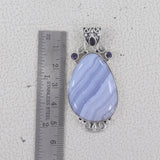 925 Silver Blue Lace Agate Pendant