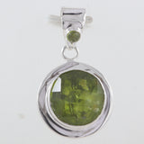 Natural Idocrase With Peridot Gemstone Silver Pendant