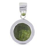 Natural Idocrase With Peridot Gemstone Silver Pendant