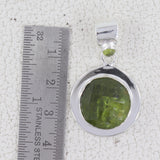 Natural Idocrase With Peridot Gemstone Silver Pendant