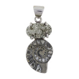 Ammonite Fossil, Meteorite Silver Pendant