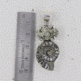 Ammonite Fossil, Meteorite Silver Pendant