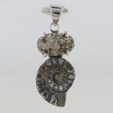 Ammonite Fossil, Meteorite Silver Pendant