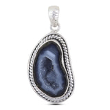 Natural Coconut Druzy Gemstone Silver Pendant