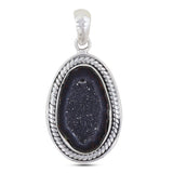 Natural Coconut Druzy Gemstone Silver Pendant