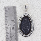 Natural Coconut Druzy Gemstone Silver Pendant