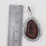 Natural Coconut Druzy Gemstone Silver Pendant