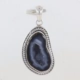 Natural Coconut Druzy Gemstone Silver Pendant