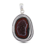 Natural Coconut Druzy Gemstone Silver Pendant